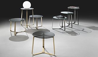 Orsenigo Basket Glas Dreisatztische Modern mit Chrom-Gestell