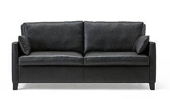 Werther Leder-Sofa Sienna 377 und Leder-Sessel in schwarz