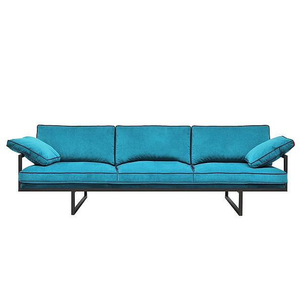 Ghyczy Sofa S10 Brad in blau, Gestell in ristretto