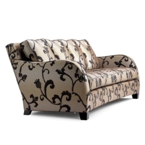 Bench Sofa Munich II in floralem Stoffbezug creme mit schwarz