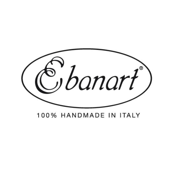 Möbelhersteller Ebanart, Kirschbaum Möbel aus Italien, Logo in weiß-schwarz