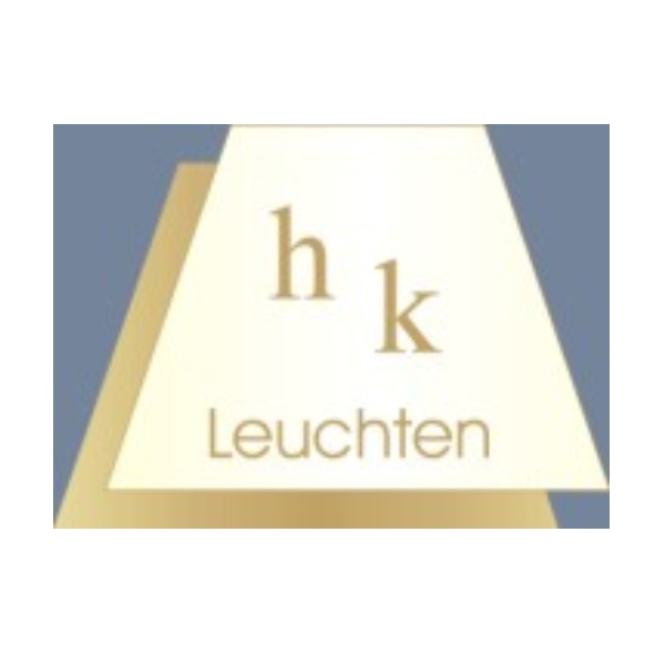 Logo von HK Leuchten in gold und blau