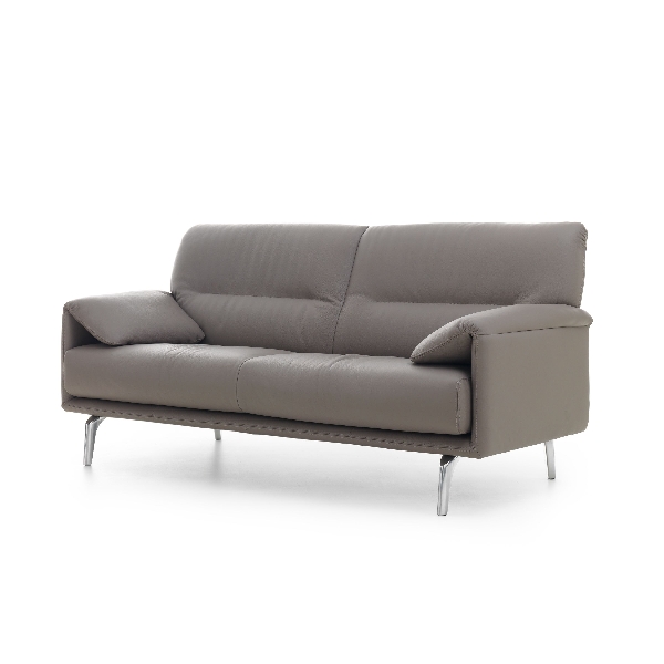 Leolux Sofa Bora Balanza in grauem Lederbezug mit hohem Rücken