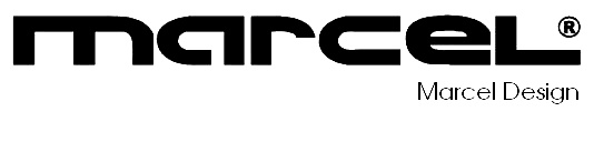 Logo von Marcel design in schwarz