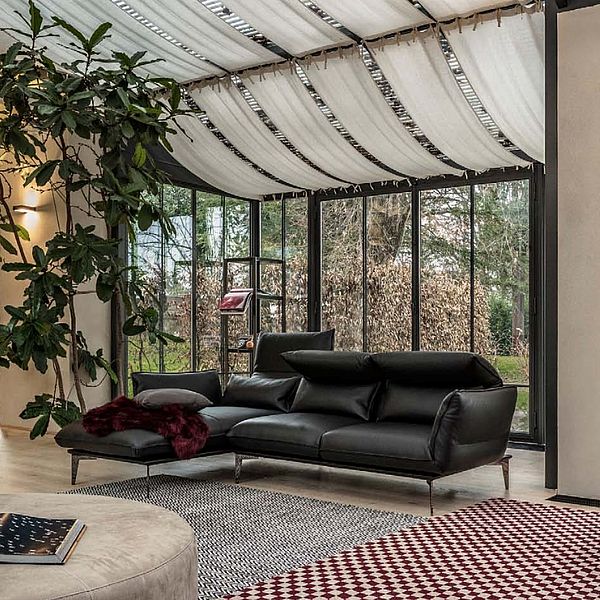 Cierre Sofa Merlino in dunkelbraunem Glattleder
