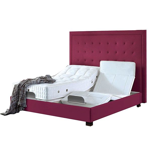 Treca Interiors Paris verstellbares Bett CAD3 mit Kopfteil Tournelle in kirschrot