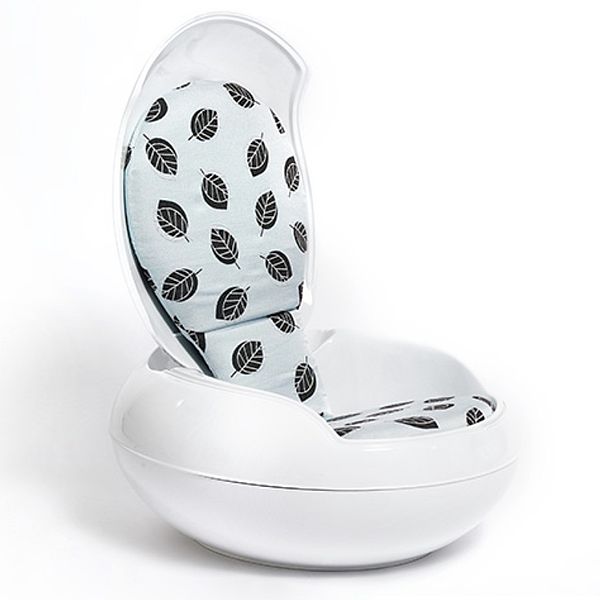 Ghyczy Sessel Garden egg chair in weiß mit weiß-schwarzem Bezug