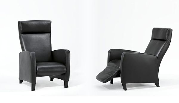 Werther Relaxsessel Sinus 1431 in schwarzem Leder