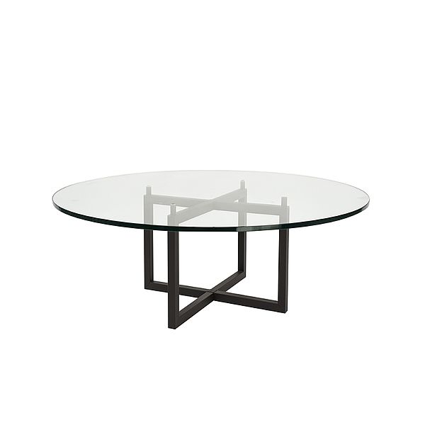 Ghyczy Glas-Couchtisch T48/3 Pivot, Gestell in ristretto