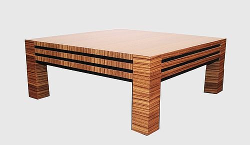Couchtisch mit Furnier Farbe zebrano Modell Grosetto mit schwarz abgesetzt von BW