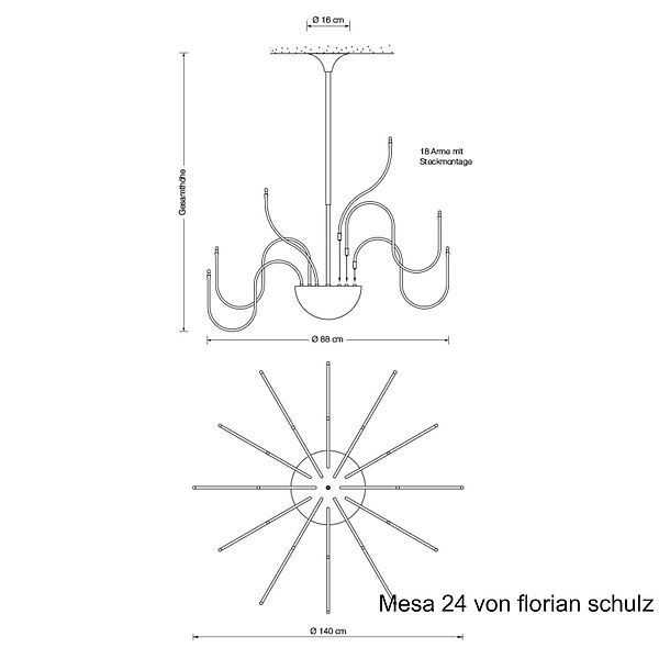 Florian Schulz Leuchter Mesa 24, Zeichnung