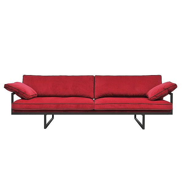 Ghyczy Sofa Brad S10, roter Bezug, Gestell in Ristretto