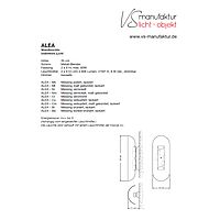 PDF-Datenblatt mit Maßen von Wandleuchte Alea von VL Manufaktur