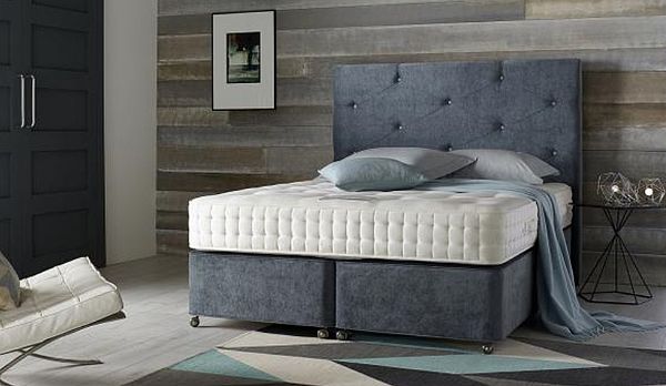 Somnus Veritas Boxspringbett Modell Legatusmit Kopfteil Warwick in dunkel-graublau