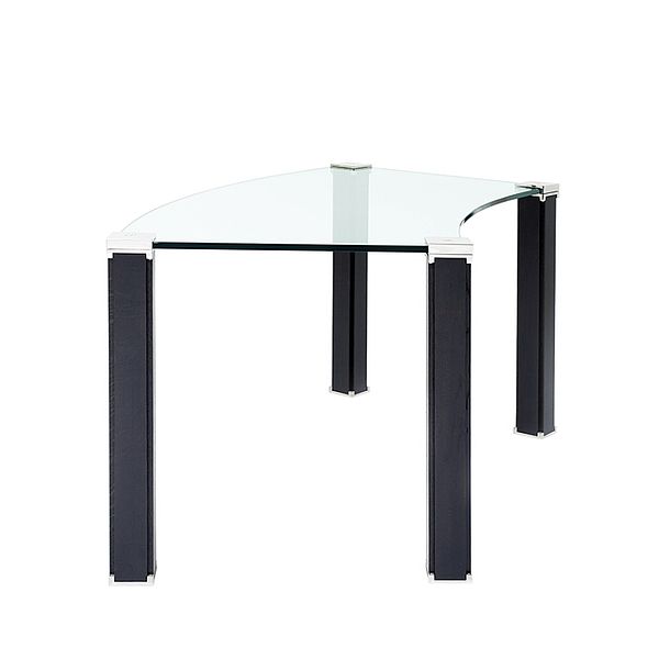 Ghyczy Schreibtisch T66/2 mit schwarzen Füßen, gebogenen Glasplatte