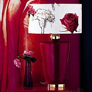 rote Vasenleuchte Luna mit weißemSchirm von Fitz leuchten