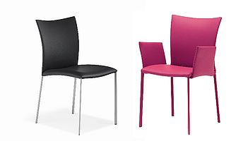 Draenert Stuhl Nobile Soft 2076 in schwarzem und pinkfarbenem Leder
