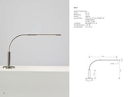 Zeichnung und Foto der Tischleuchte Pin T von VS Manufaktur