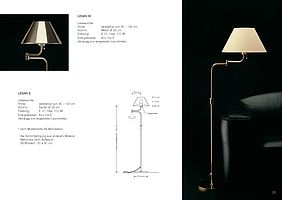 Leseleuchte Lesan S mit Seidenschirm und Lesan M mit Metallschirm plus Zeichnung