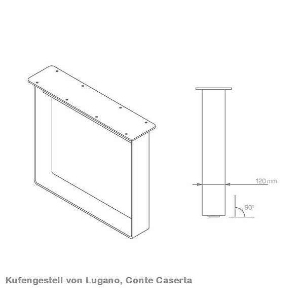 Conte Caserta Gestell Skizze von Lugano Kufen