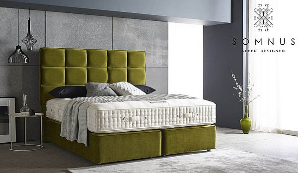 Somnus Boxspringbett Modell Rego mit Kopfteil Roma in grün