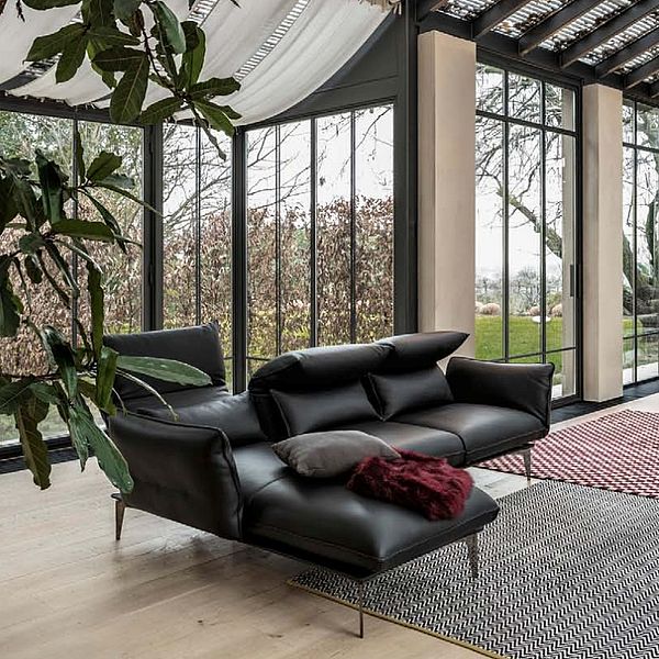 Cierre Sofa Merlino in dunkelbraunem Glattleder
