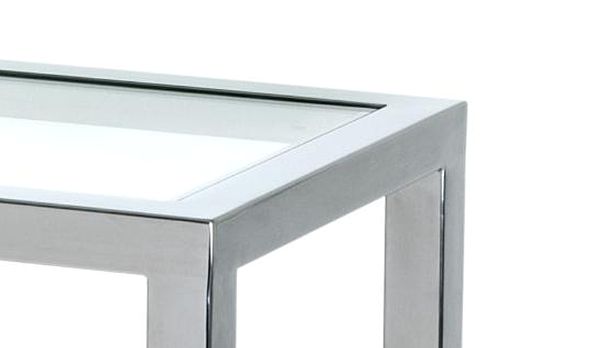 Marcel Nobless Edelstahl-Tisch mit Glasplatte