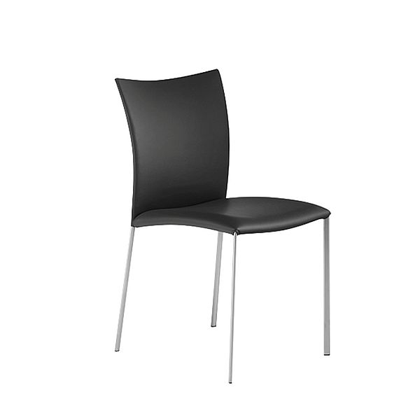 Draenert Stühle Nobile Soft 2076 in schwarzem Leder, Chrom-Füße