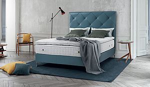 Treca Paris Boxspring Designer Bett Chloe in petrol farben