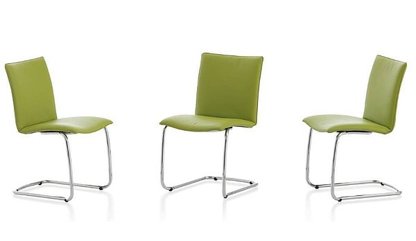 Leolux 3x Stühle Freyr in apfelgrünem Leder