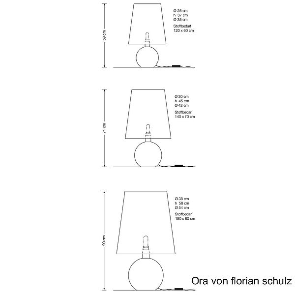 Florian Schulz Tischleuchte ORA, Zeichnung