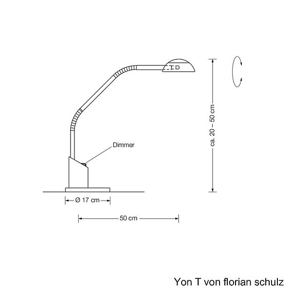 Florian Schulz Tischleuchte YON T, Zeichnung