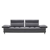 Cierre Relaxsofa Jack II in grauem Leder mit Kreuzsteppung