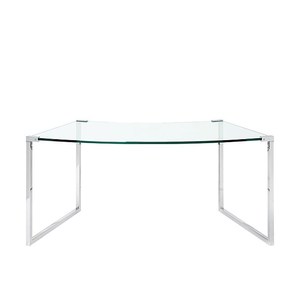 Ghyczy Schreibtisch T53 aus Glas mit Edelstahl-Gestell