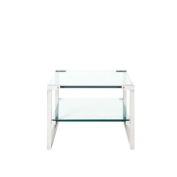 Ghyczy Beistelltisch oder Couchtisch T53D mit Glas-Ablage und -Platte