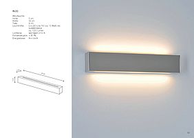 Wandleuchte Bloc in Messing vernickelt von VS Manufaktur mit Zeichnung