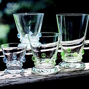 vier Gläser Bacchus in hellblau und hellgrün der Serie Bacchus von Theresienthal