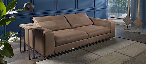 braunes Nubukleder Sofa Dolce Vita mit Kreuzsteppung von Cierre