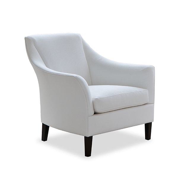 BW Sessel Saloni, weißer Stoffbezug, wengefarbene Füße