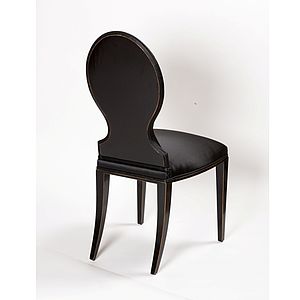 Kirschbaum Stuhl schwarz lackiert mit schwarzem Sitzbezug Modell Diamante 031 vom Miazzo Rückansicht
