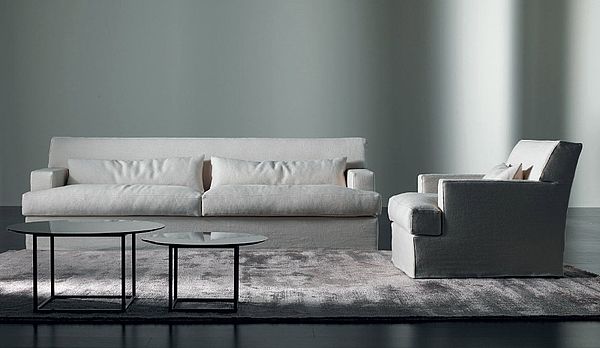 Meridiani Sofa und Sessel James Slim in weißem Stoff