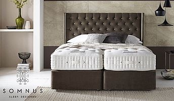 Veritas Divan Set Taschenfederkernbett Magnus mit Kopfteil Westminster in braun von Somnus