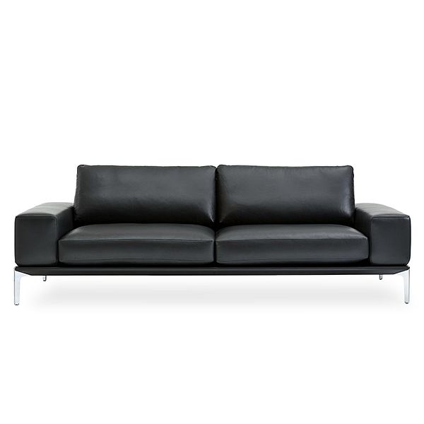 BW Sofa Spirit in schwarzem Leder mit Metallfüßen