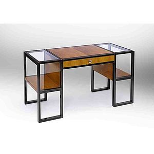 Schreibtisch No. 200 von Miazzo aus Glas, Kirschbaum und Metall, sehr modern und außergewöhnlich