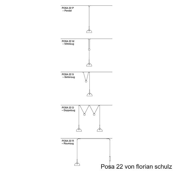 Florian Schulz Pendelzugleuchte POSA 22, Zeichnung