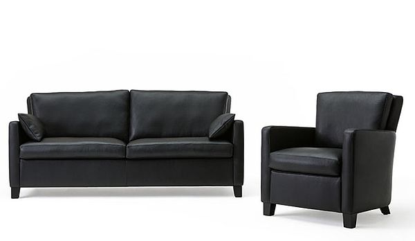 Werther Ledersofa und -sessel Sienna in schwarz