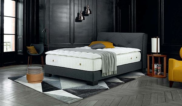 Treca Boxspring Bett mit Kopfteil Bruxelles in grau