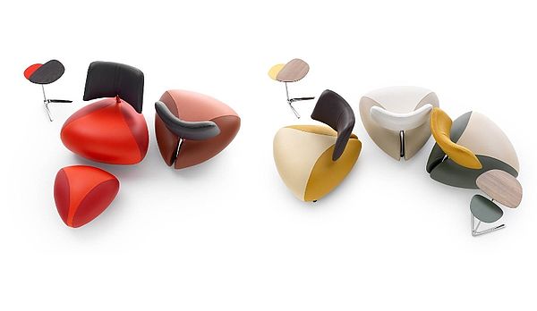 Leolux Sessel und Hocker Pallone in den drei Größen und verschiedenen Farben von oben