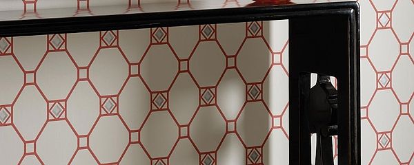Nina Campbell Wallcovering Braemer, Tapete Huntly in coralle