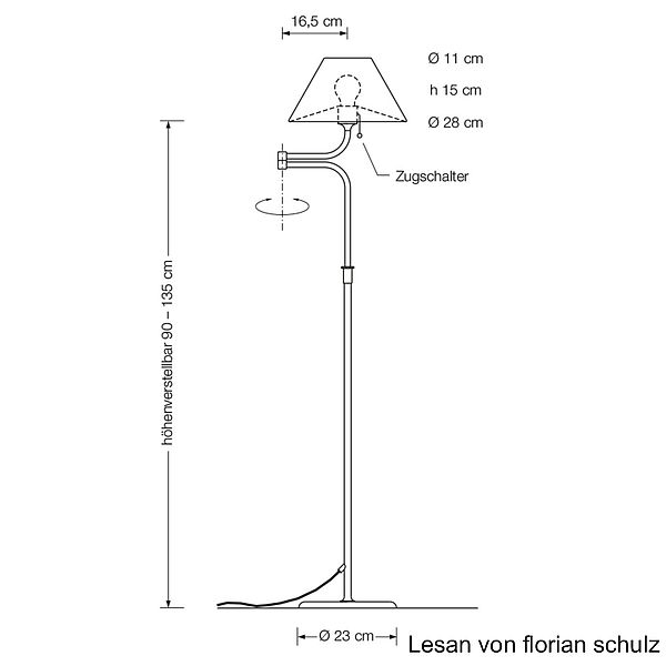 Florian Schulz Leseleuchte Lesan, Zeichnung